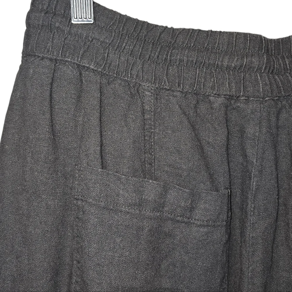 Zara Linen Blend Relaxed Tapered Leg Pull On Drawstring Pants Gray Size Small